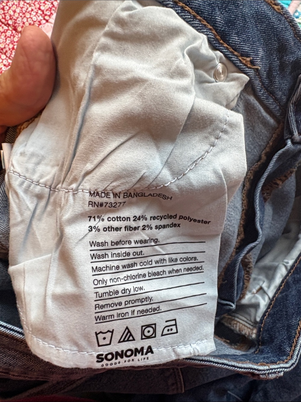 Sonoma Dark Blue Boyfriend Jeans - Distressed Detail, Straight Crop SZ 10 - Picture 3 of 9